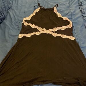 Adore Me Black and Cream Lace Nightgown